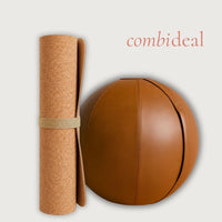 Premium Wellness Bundle: Brown Leather Ball + Cork Yoga Mat