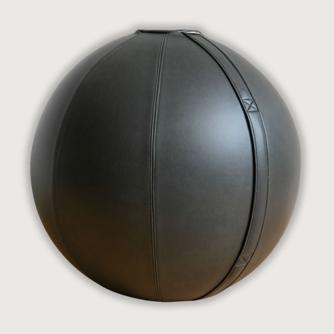 black grey leather sitting ball