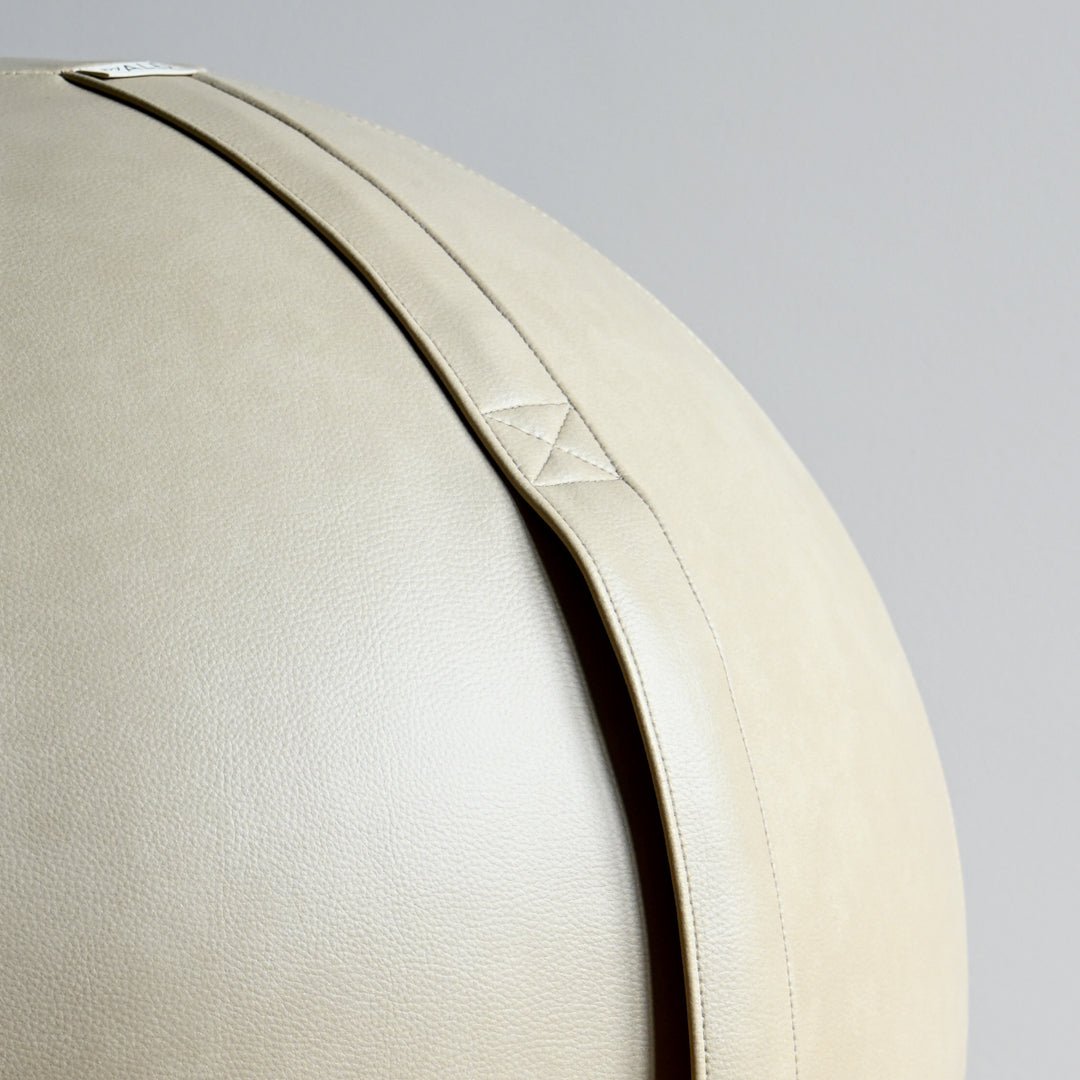 Beige Leather Sitting Ball - Rock Crystal