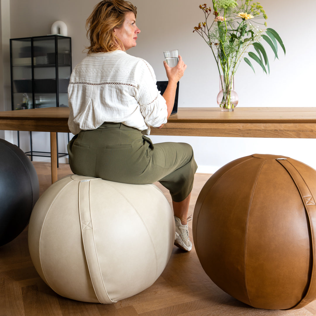 Brown Leather Sitting Ball - Tiger Eye