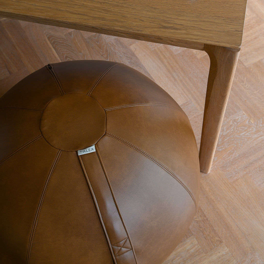 Brown Leather Sitting Ball - Tiger Eye