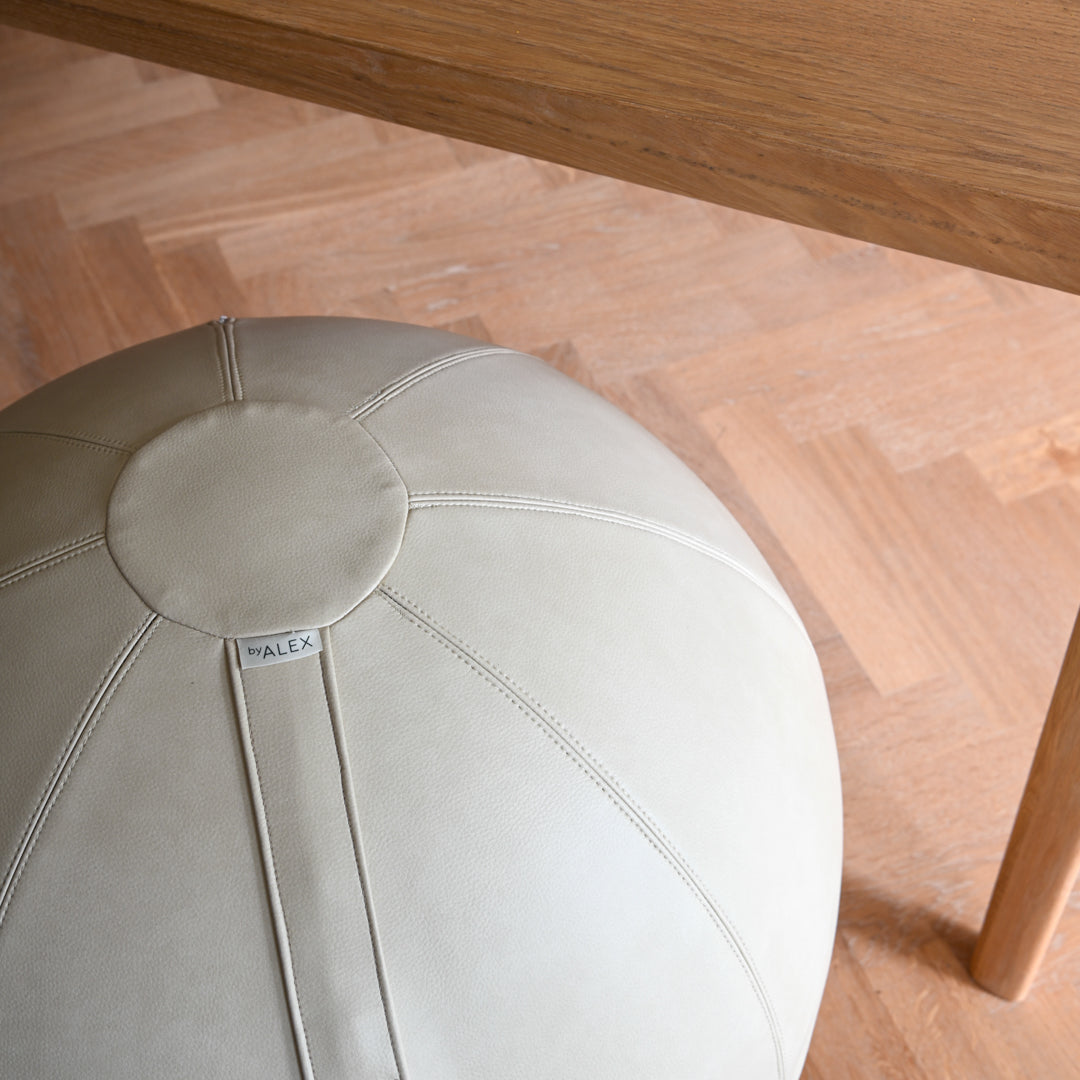 Beige Leather Sitting Ball - Rock Crystal