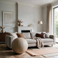Premium Wellness Bundle: Beige Leather Sitting Ball + Cork Yogamat