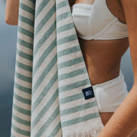 Sage Green Striped Activity & Beach Towel - byAlex BomGosto Collection
