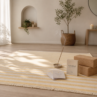 yoga activity blanket with yellow stripes