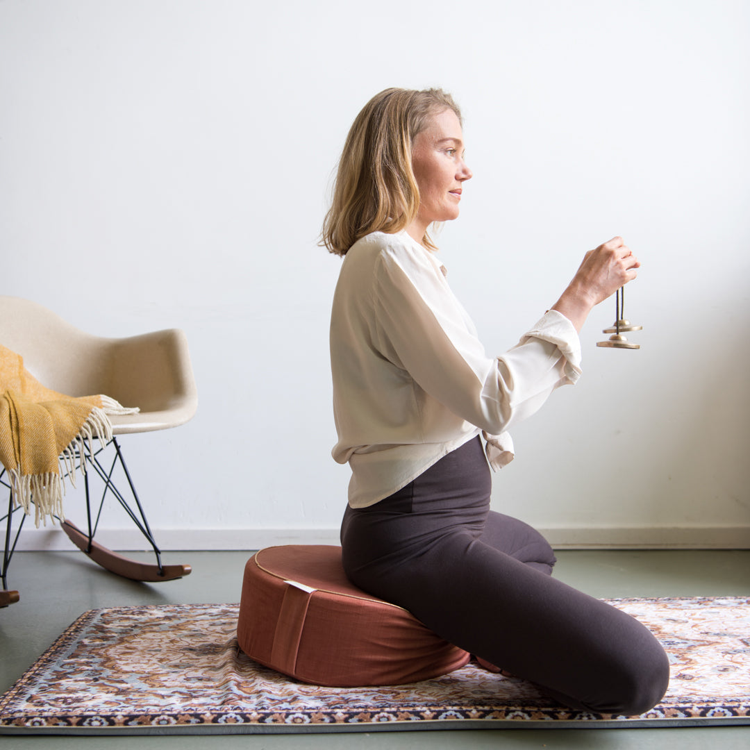 blauwe print pilates mat