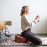 blauwe print pilates mat