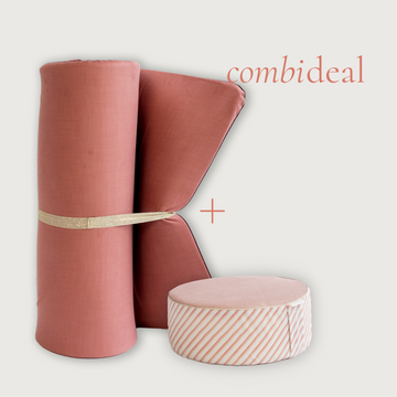 Combideal: Raspberry Icecream Yogamat & Pink Candy Cane Pouf