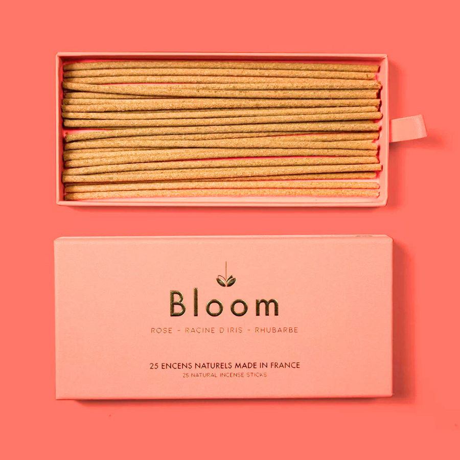 Natural incense sticks - Rose, Racine d'Iris, Rhubarbe