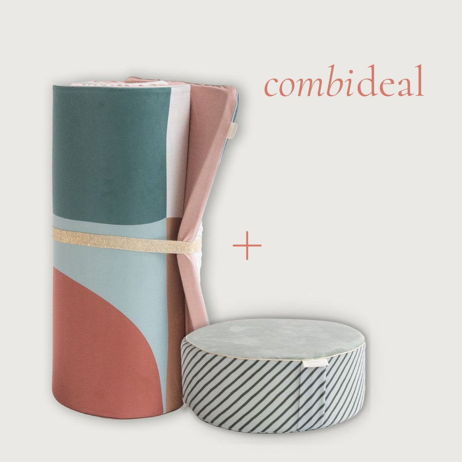 Combideal: Balance is Key Yogamat and Green Candy Cane Pouf