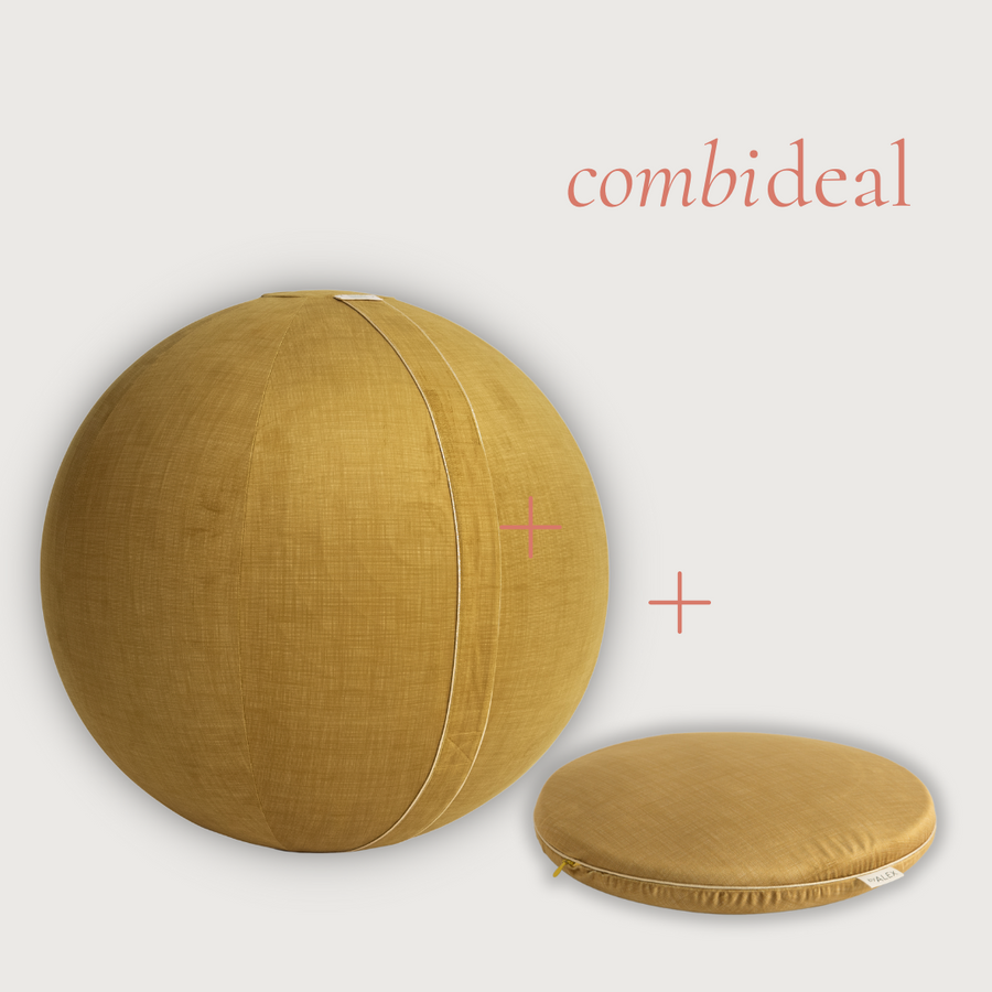 Combideal: Ochre Velvet Sitting Ball  & Balance Cushion