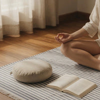 yoga towel striped grey cotton