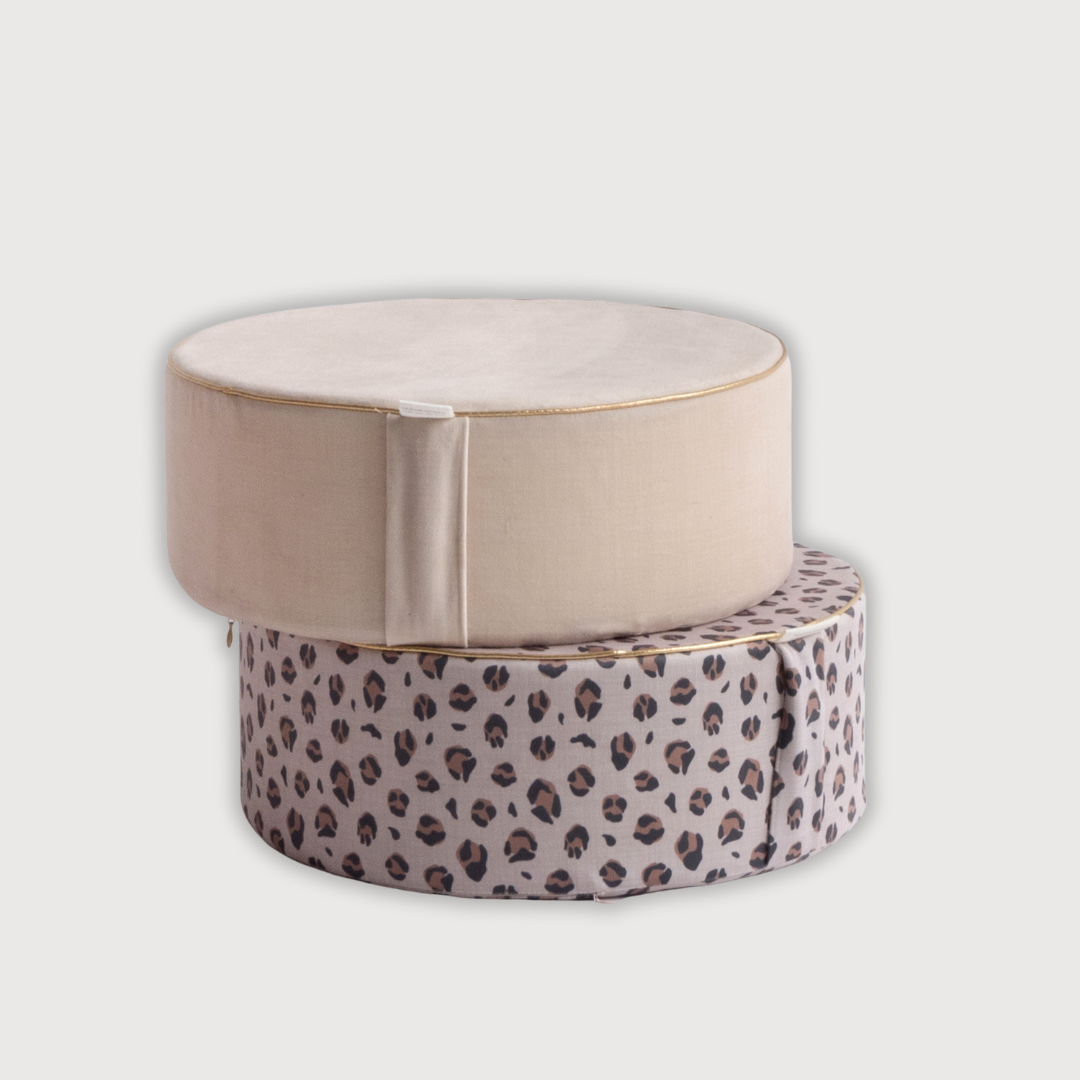 Combi: Leopard Love + Oatmeal Latte Poef