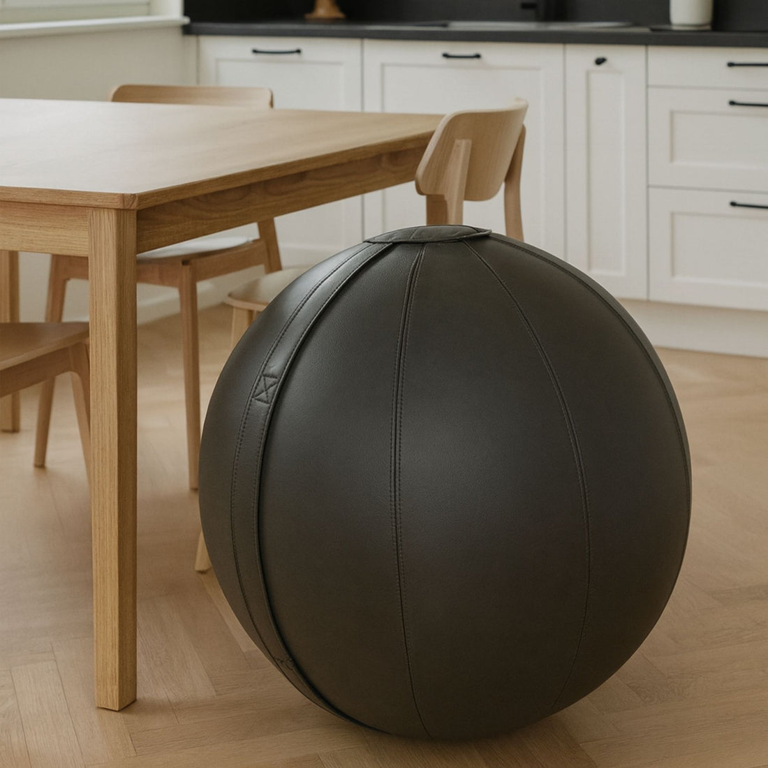 Grey Leather Sitting Ball - Onyx