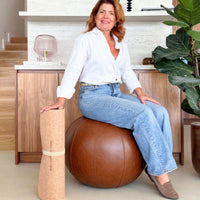 Premium Wellness Bundle: Brown Leather Ball + Cork Yoga Mat