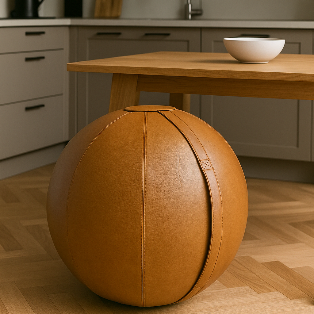 Brown Leather Sitting Ball - byAlex