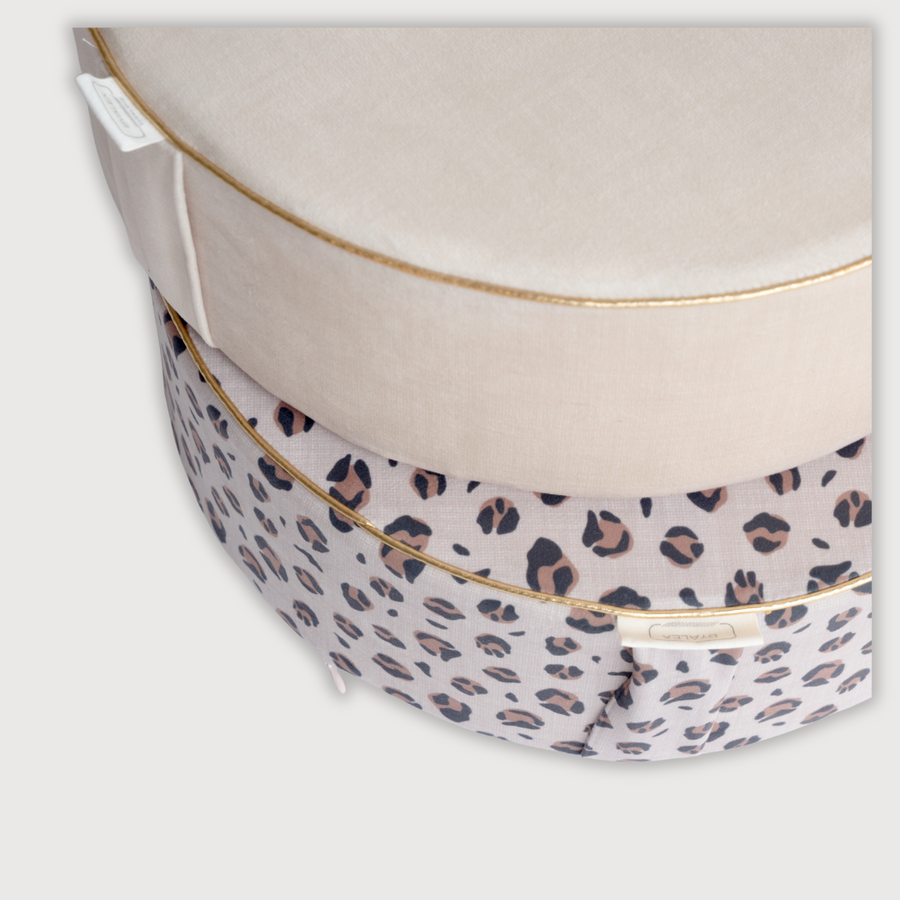 Combi: Leopard Love + Oatmeal Latte Poef