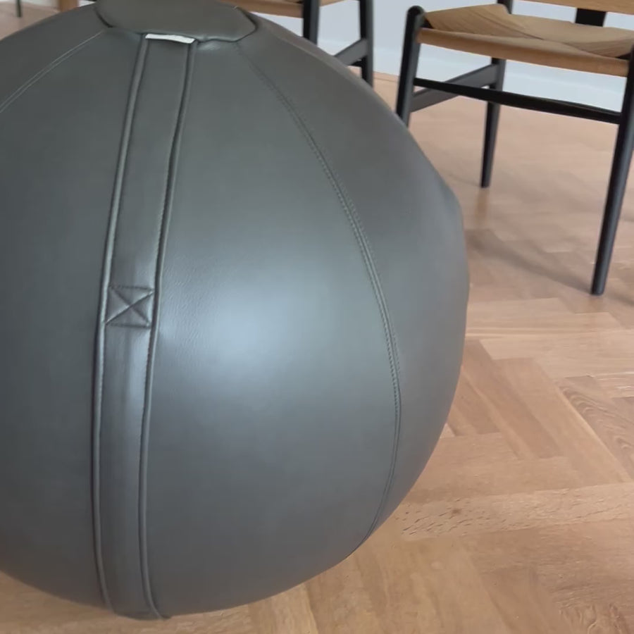 Grey Leather Sitting Ball - Onyx