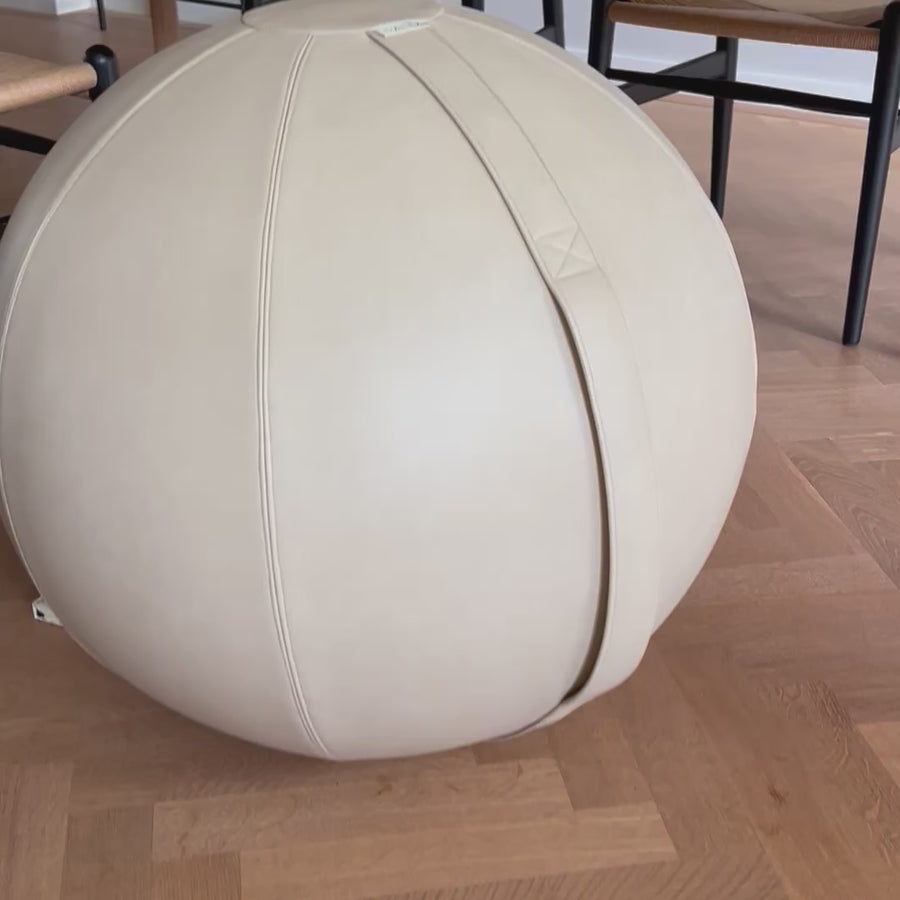 Beige Leather Sitting Ball - Rock Crystal