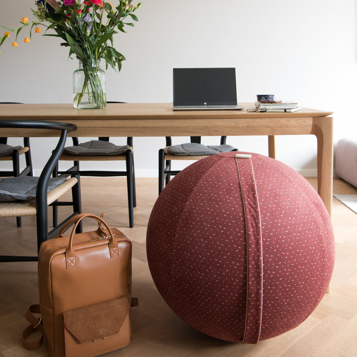 Premium Leatherette Antibacterial Yoga Sitting Ball Chair - Camel