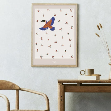 Cherries bird poster a3 byalex