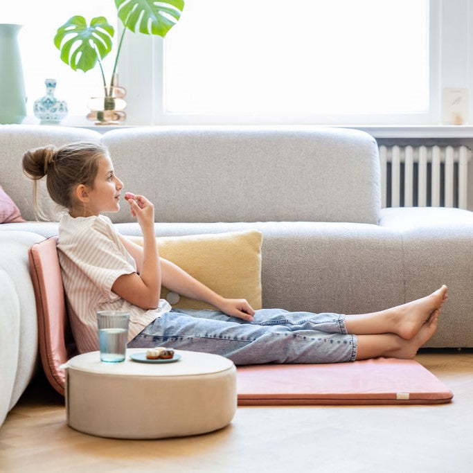 Beige kids sitting pouf 