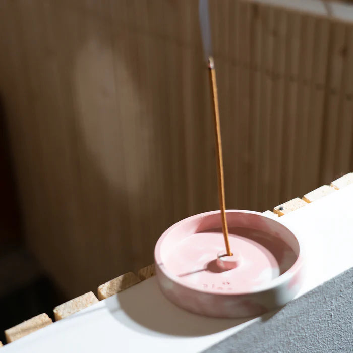 Pink handcrafted concrete incense holder