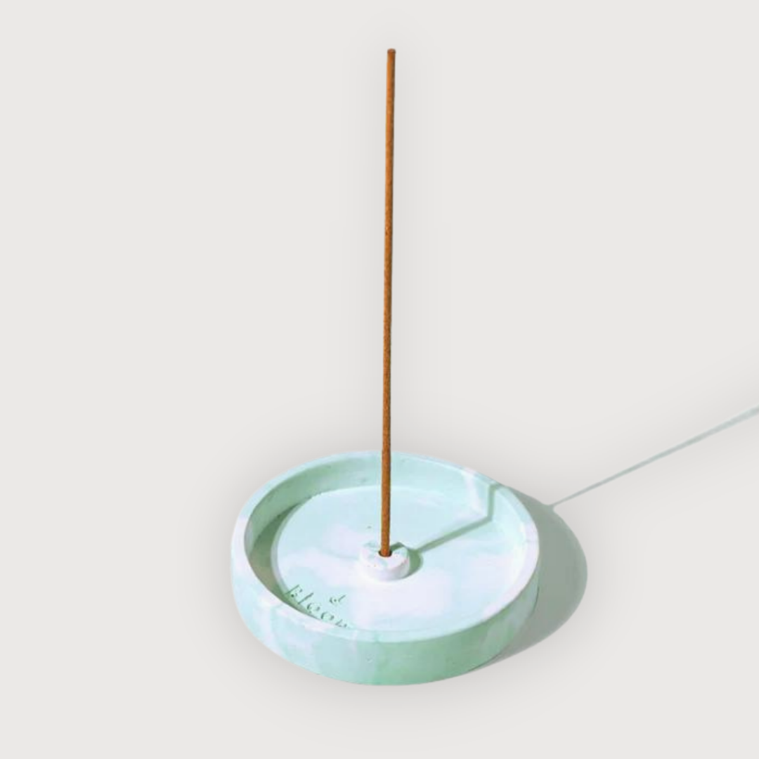 Mint Green handcrafted concrete incense holder