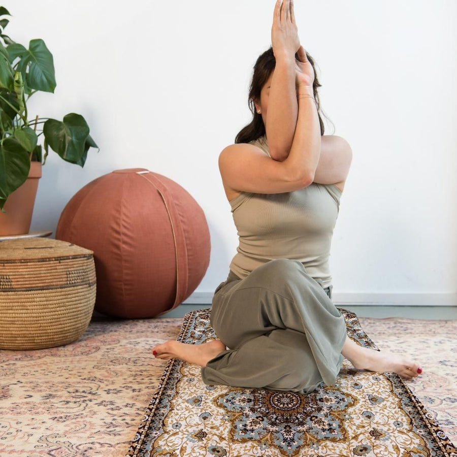 blue pattern yin yoga mat