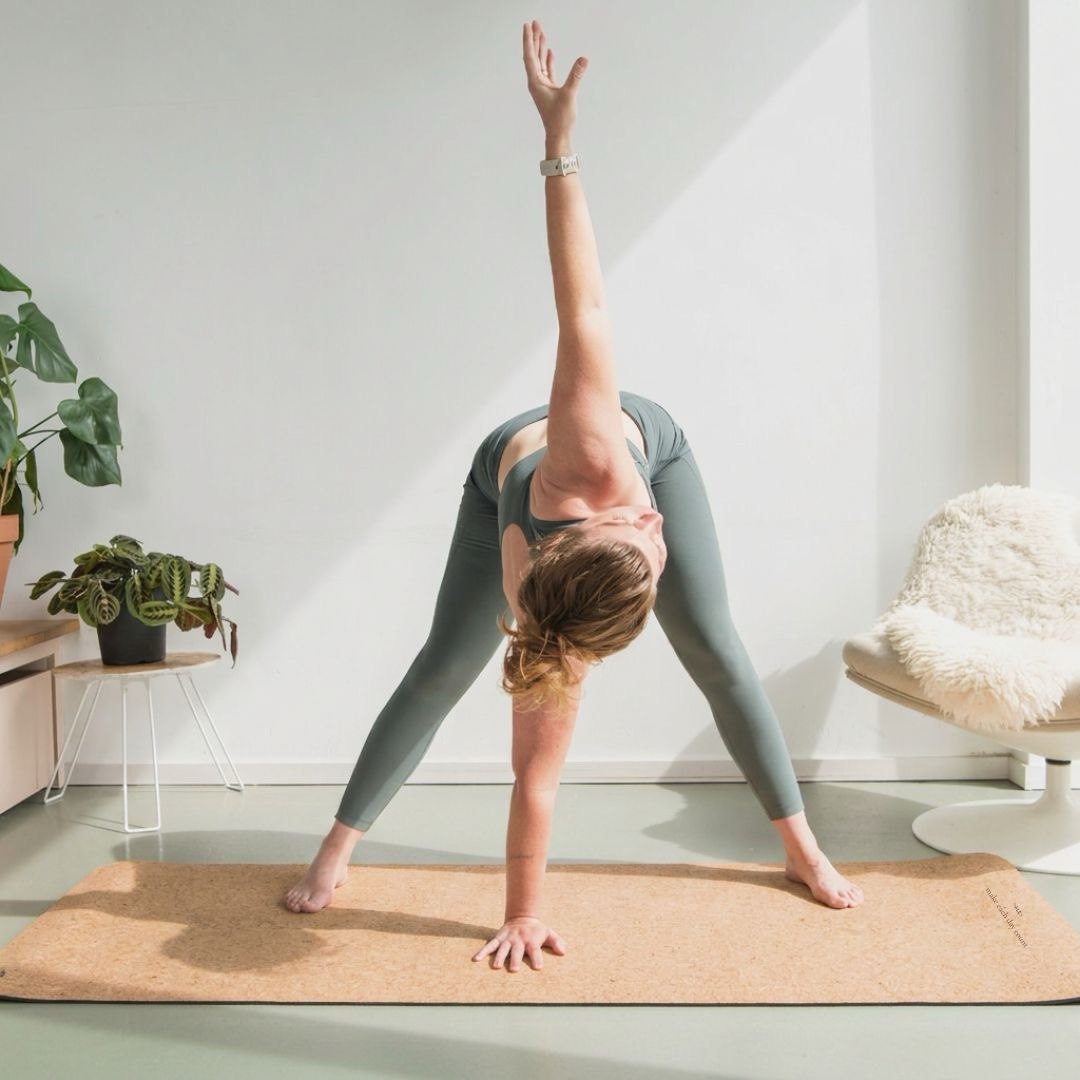 Yoga flow on a natural cork yoga mat